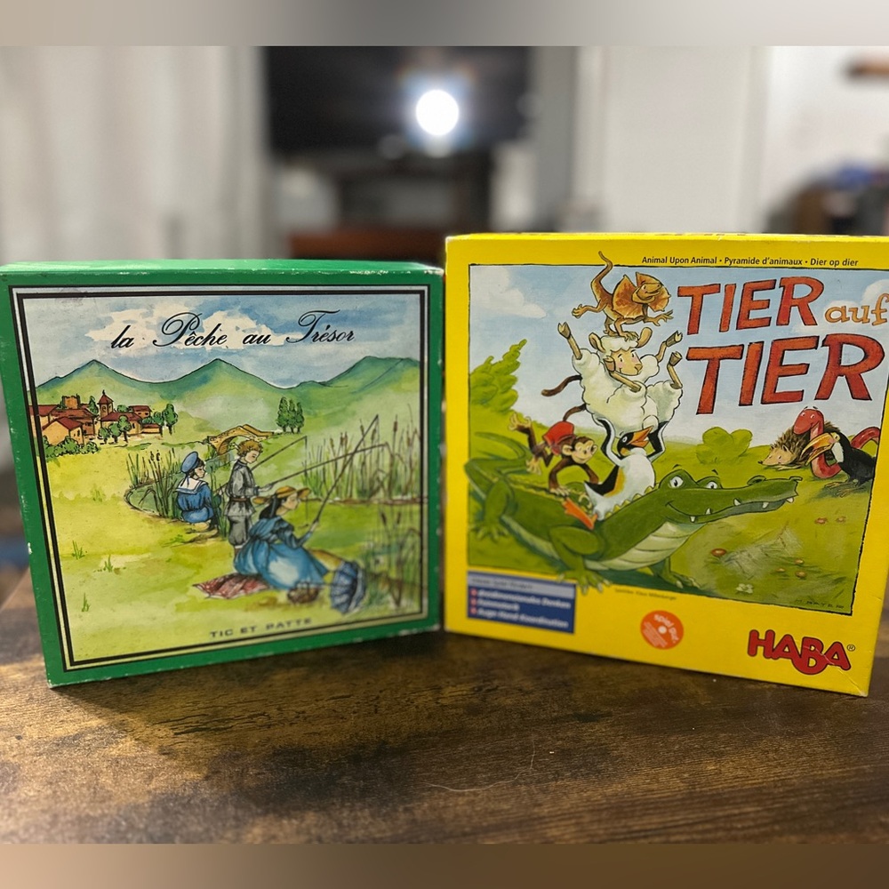Vintage Wooden Children’s Games | 1950s la Peche au Tresor + 2005 Tier auf Tier